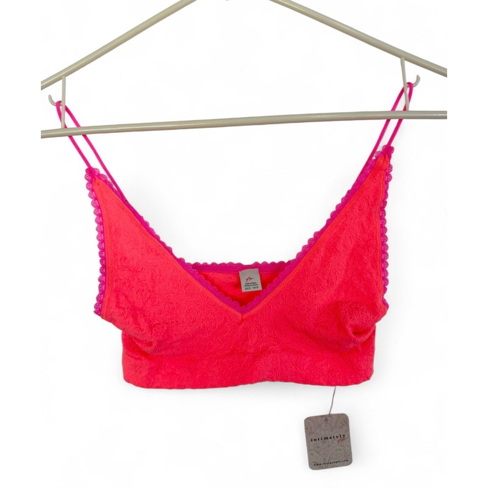 Free People Intimately Bralette Sunkiss Coral Pink Lace XS/S OB2425511